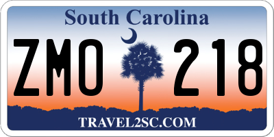 SC license plate ZMO218