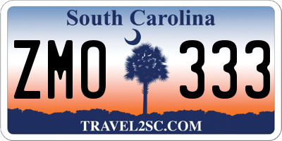 SC license plate ZMO333