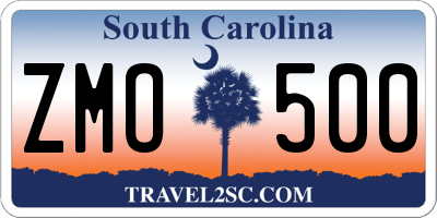 SC license plate ZMO500