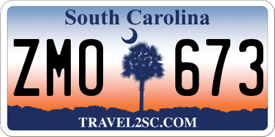 SC license plate ZMO673