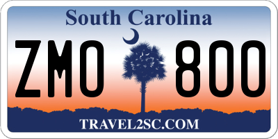 SC license plate ZMO800