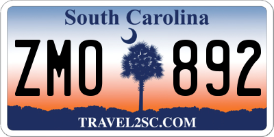 SC license plate ZMO892