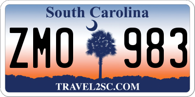 SC license plate ZMO983