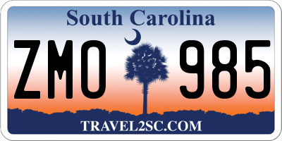 SC license plate ZMO985
