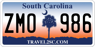 SC license plate ZMO986