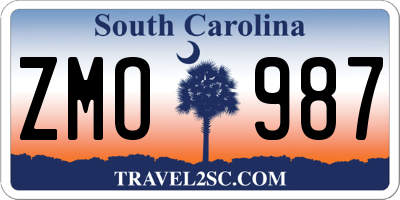 SC license plate ZMO987
