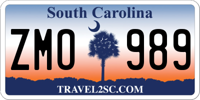 SC license plate ZMO989