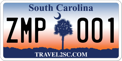SC license plate ZMP001