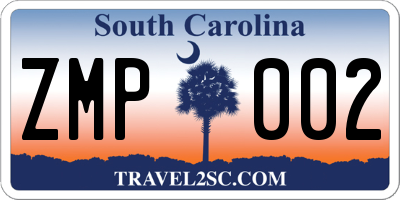 SC license plate ZMP002