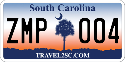 SC license plate ZMP004