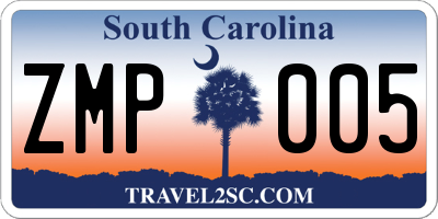 SC license plate ZMP005