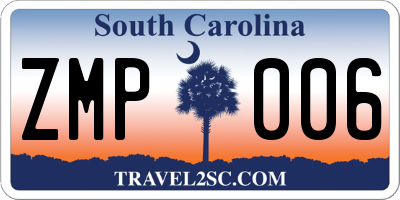 SC license plate ZMP006
