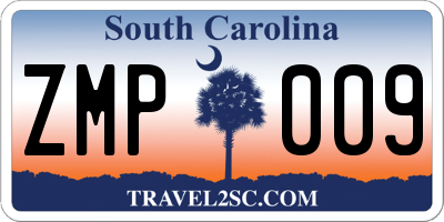 SC license plate ZMP009