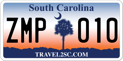 SC license plate ZMP010