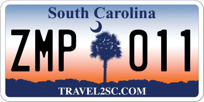 SC license plate ZMP011