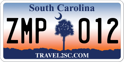 SC license plate ZMP012