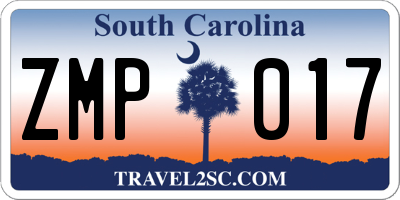 SC license plate ZMP017
