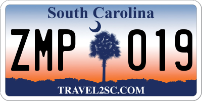 SC license plate ZMP019