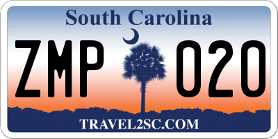 SC license plate ZMP020