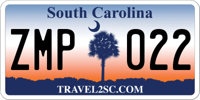 SC license plate ZMP022