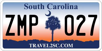 SC license plate ZMP027