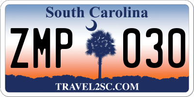 SC license plate ZMP030