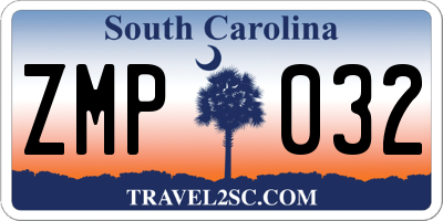SC license plate ZMP032