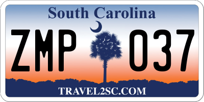 SC license plate ZMP037