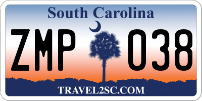 SC license plate ZMP038