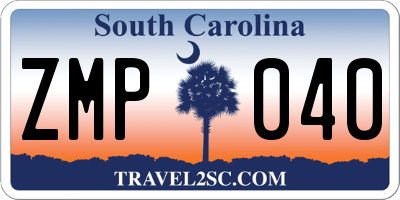 SC license plate ZMP040
