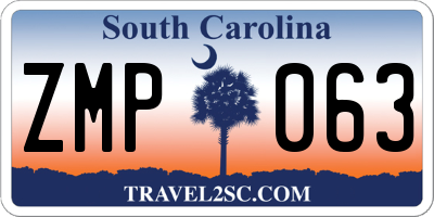 SC license plate ZMP063