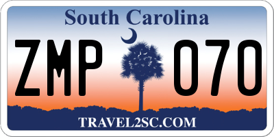 SC license plate ZMP070