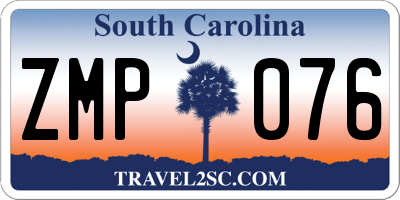 SC license plate ZMP076