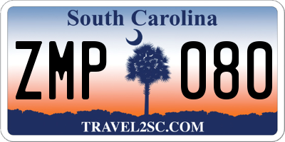 SC license plate ZMP080