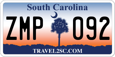 SC license plate ZMP092