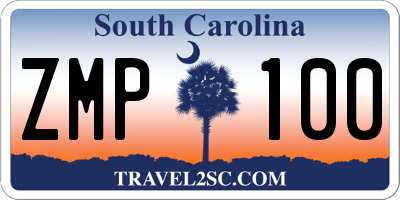 SC license plate ZMP100
