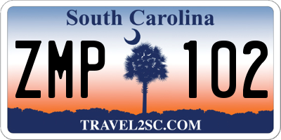 SC license plate ZMP102