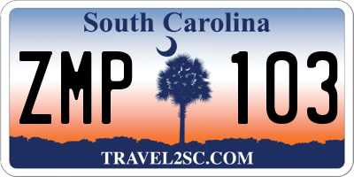 SC license plate ZMP103