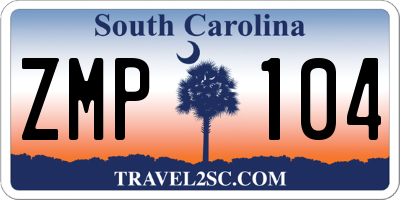 SC license plate ZMP104
