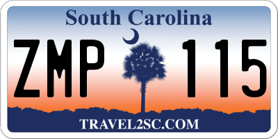 SC license plate ZMP115