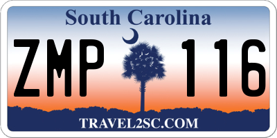 SC license plate ZMP116
