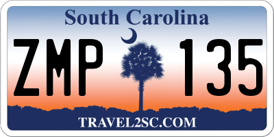 SC license plate ZMP135