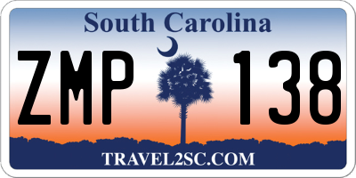 SC license plate ZMP138