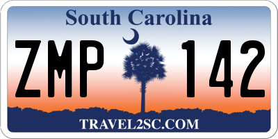 SC license plate ZMP142