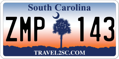 SC license plate ZMP143
