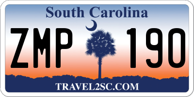 SC license plate ZMP190
