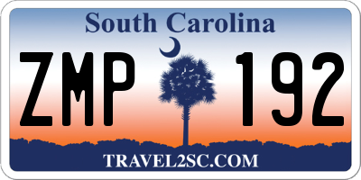 SC license plate ZMP192
