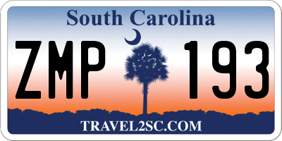 SC license plate ZMP193