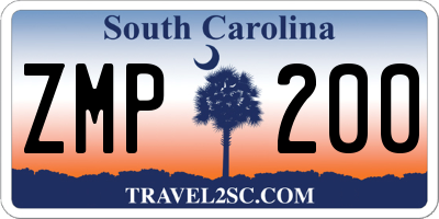 SC license plate ZMP200