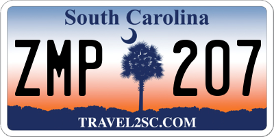 SC license plate ZMP207